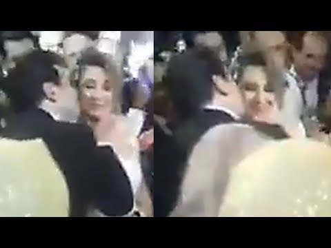 شاهد قبلة مصطفى خاطر لعروسته وما رد فعلها